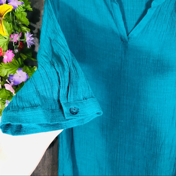 ^🌸5/$25🌸St. Johns Bay Teal V Neck Blouse Large - Picture 6 of 16